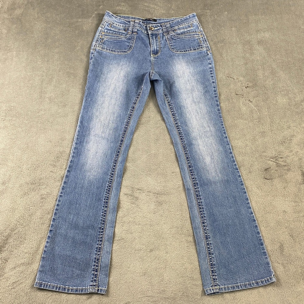 Roz Ali Jeans Women 10 Blue Bootcut Ramie Blend Stitch Boho Y2K Western Cowgirl